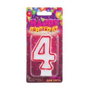 Свеча для торта цифра "4" 12шт