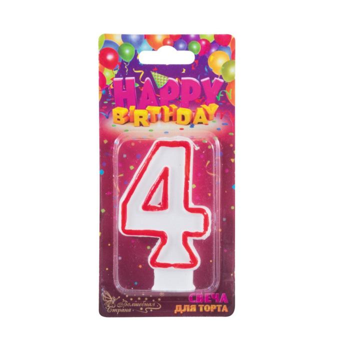 Свеча для торта цифра "4" 12шт