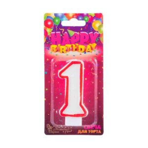 Свеча для торта цифра "1" 12шт