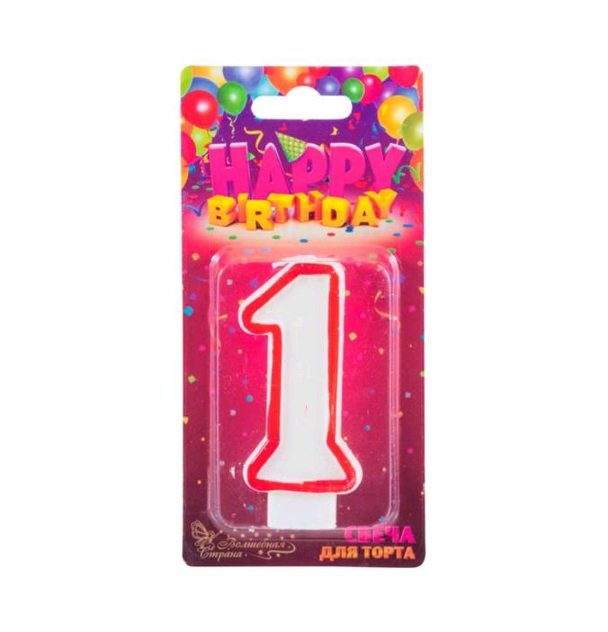 Свеча для торта цифра "1" 12шт