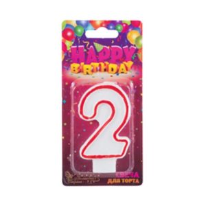 Свеча для торта цифра "2" 12шт