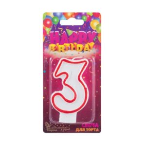Свеча для торта цифра "3" 12шт