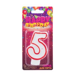 Свеча для торта цифра "5" 12шт