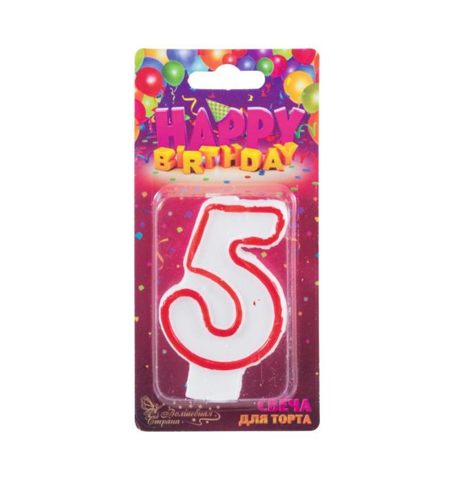 Свеча для торта цифра "5" 12шт