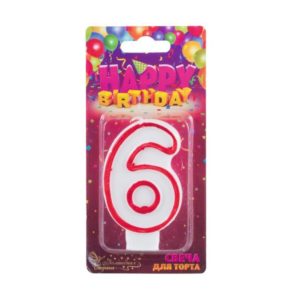 Свеча для торта цифра "6" 12шт