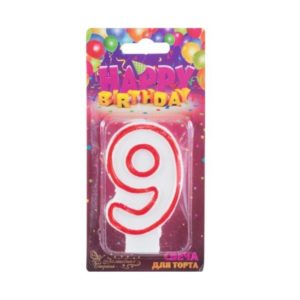 Свеча для торта цифра "9" 12шт