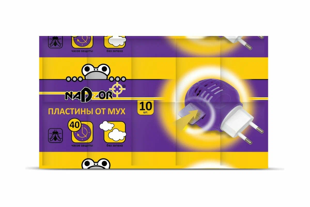 NADZOR пластины от мух БЕЗ ЗАПАХА 10шт